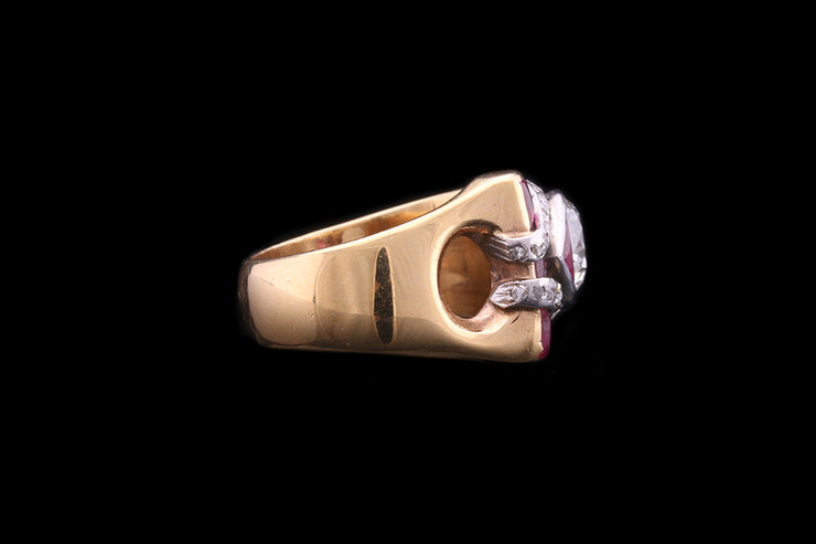 18ct Yellow Gold Diamond and Ruby Cocktail Ring
