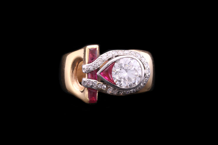 18ct Yellow Gold Diamond and Ruby Cocktail Ring