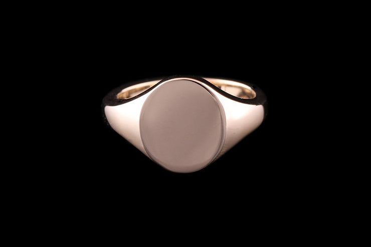 9ct Yellow Gold Oval Signet Ring 13 x 10