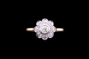 18ct Yellow Gold and White Gold Diamond Cluster Ring