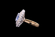 18ct Yellow Gold and White Gold Diamond and Sapphire Double Cluster Ring