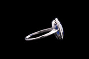 Art Deco Platinum Diamond and Sri Lankan Sapphire Cluster Ring