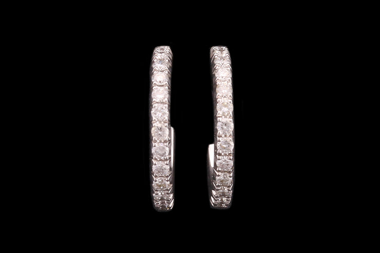 Tiffany & Co 18ct White Gold and Platinum Diamond Hoop Earrings