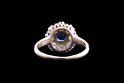 Victorian 18ct Yellow Gold Diamond and Sapphire Round Cluster Ring