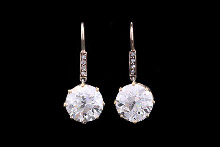 Victorian 18ct Yellow Gold Diamond Drop Earrings