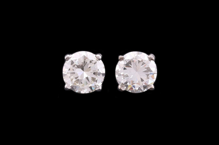 18ct White Gold and Yellow Gold Diamond Solitaire Stud Earrings