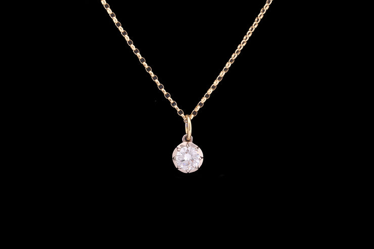 18ct Yellow Gold and White Gold Diamond Solitaire Pendant