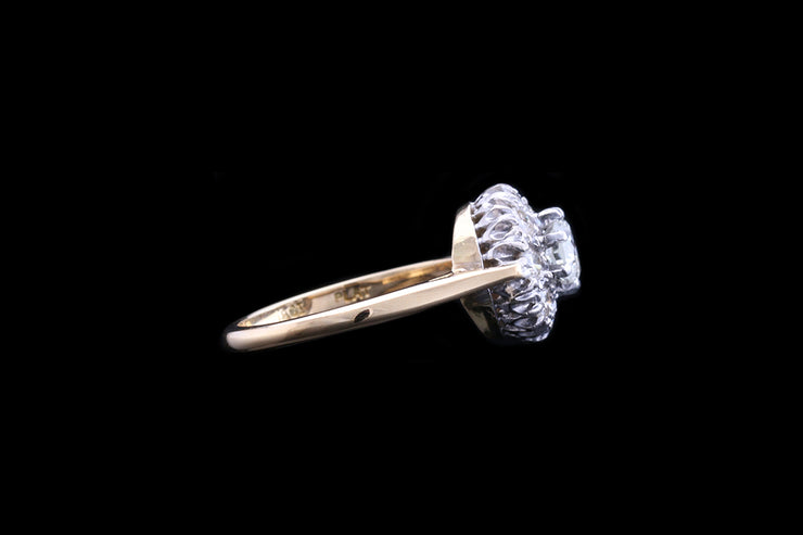 18ct Yellow Gold and Platinum Diamond Cluster Ring