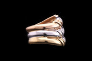 18ct Yellow Gold, White Gold and Rose Gold Diamond Trio Ring