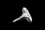 Platinum Diamond and Aquamarine Cocktail Ring