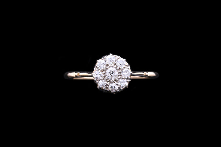Victorian 18ct Yellow Gold Diamond Round Cluster Ring
