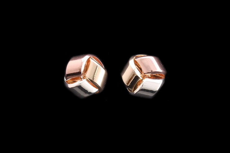 9ct Yellow Gold, White Gold and Rose Gold Knot Stud Earrings