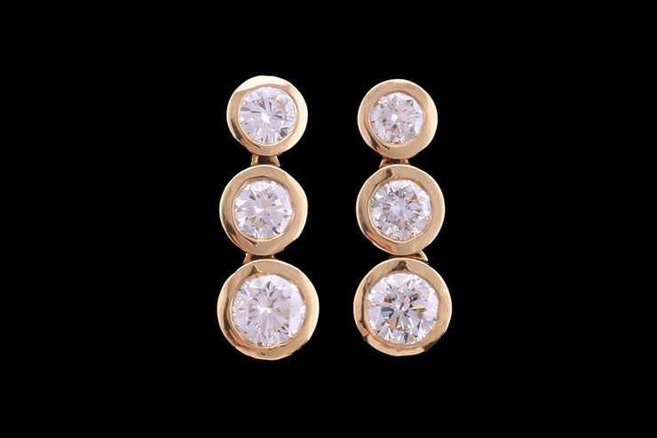 18ct Yellow Gold Diamond Triple Drop Earrings