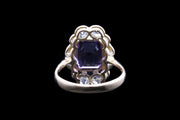 Art Deco 18ct Yellow Gold and Platinum Diamond and Amethyst Dress Ring
