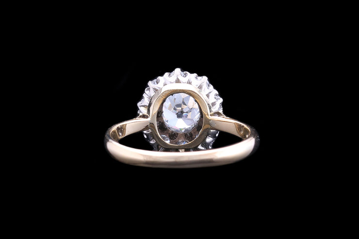 Art Deco 18ct Yellow Gold and White Gold Diamond Cluster Ring