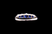 Victorian 18ct Yellow Gold Sapphire Five Stone Ring with Diamond Sparks