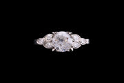 Art Deco Platinum Diamond Single Stone Ring with Diamond Shoulders