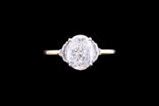 18ct Yellow Gold Diamond Single Stone Ring with Diamond Shoulders
