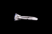 Platinum Diamond and Sri Lankan Sapphire Three Stone Ring