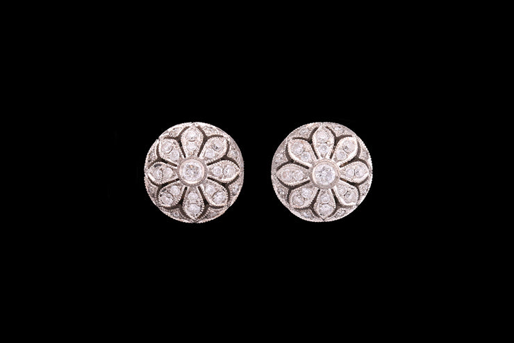 18ct White Gold Diamond Decorative Stud Earrings