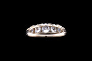 Victorian 18ct Yellow Gold Diamond Five Stone Ring with Carved Shoulders