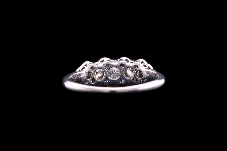 18ct White Gold Diamond and Sapphire Five Stone Ring