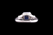 Platinum Diamond and Sri Lankan Sapphire Dress Ring