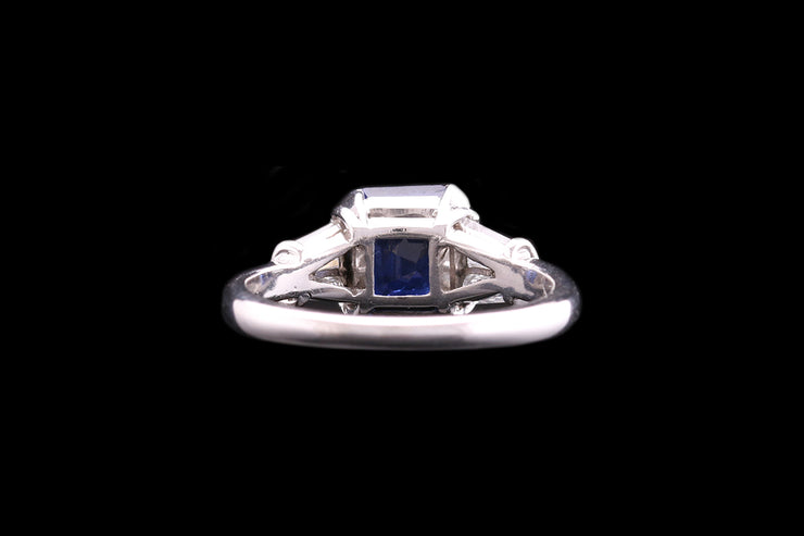 Platinum Diamond and Sri Lankan Sapphire Dress Ring