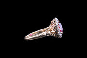 Victorian 18ct Yellow Gold Diamond and Thai/Cambodian Ruby Oval Custer Ring