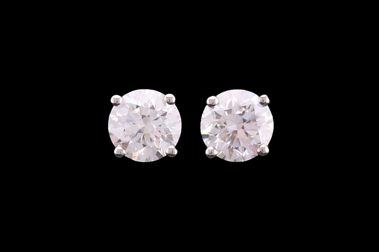 18ct White Gold Diamond Solitaire Stud Earrings