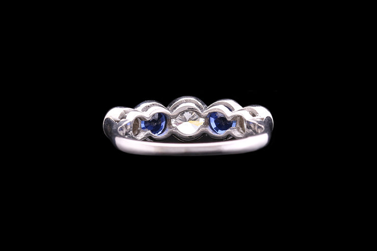 Platinum Diamond and Sapphire Graduated Five Stone Ring