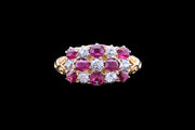 Edwardian 18ct Yellow Gold Diamond and Ruby Dress Ring