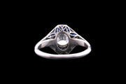 Art Deco Platinum Diamond and Sapphire Target Ring