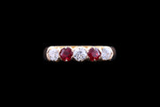 Victorian 18ct Yellow Gold Diamond and Ruby Five Stone Ring