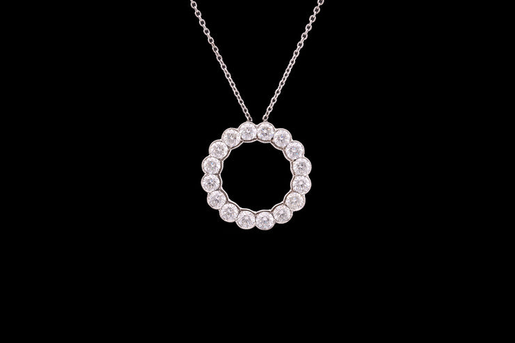 18ct White Gold Diamond Halo Pendant