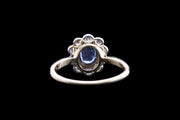 18ct Yellow Gold and White Gold Diamond and Sapphire Oval Cluster Ring