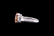 Platinum Diamond and Topaz Three Stone Ring