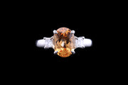 Platinum Diamond and Topaz Three Stone Ring