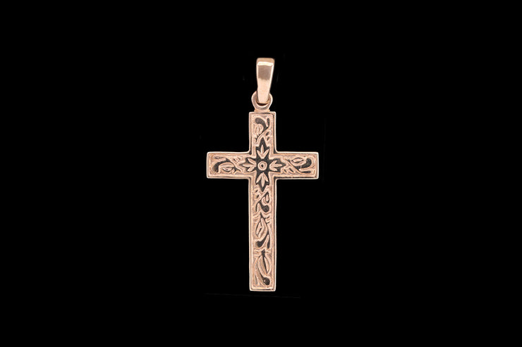 9ct Yellow Gold Engraved Cross Pendant