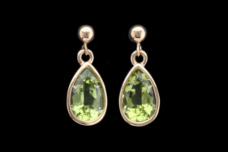 9ct Yellow Gold Peridot Pear Drop Earrings