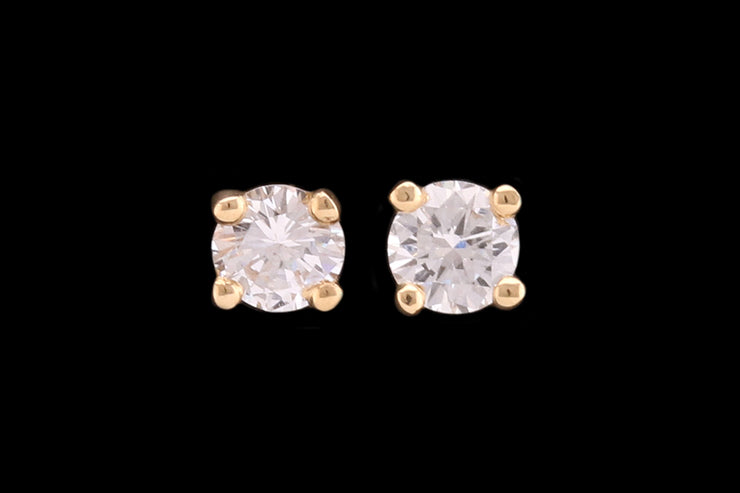 18ct Yellow Gold Diamond Solitaire Stud Earrings