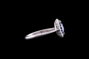 Art Deco 18ct White Gold Diamond and Sapphire Cluster Ring