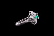 18ct White Gold Diamond and Emerald Decorative Dress Ring