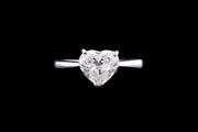 Platinum Diamond Heart Single Stone Ring