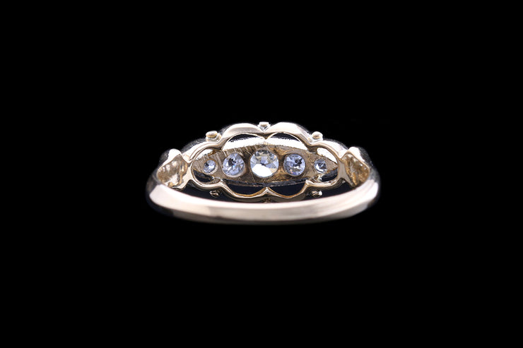 Victorian 18ct Yellow Gold and Platinum Diamond Five Stone Ring