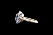 18ct Yellow Gold Diamond and Sapphire Oval Cluster Ring