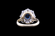 18ct Yellow Gold Diamond and Sapphire Oval Cluster Ring