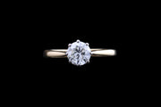 18ct Yellow Gold and White Gold Diamond Single Stone Ring