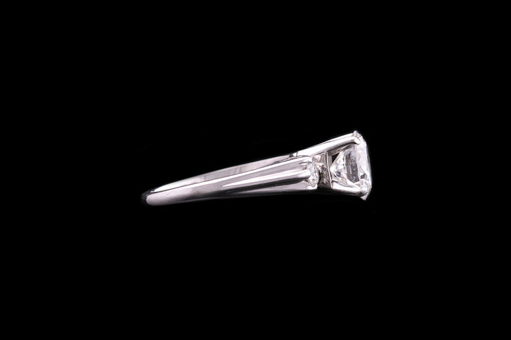 18ct White Gold Diamond Single Stone Ring with Diamond Shoulders