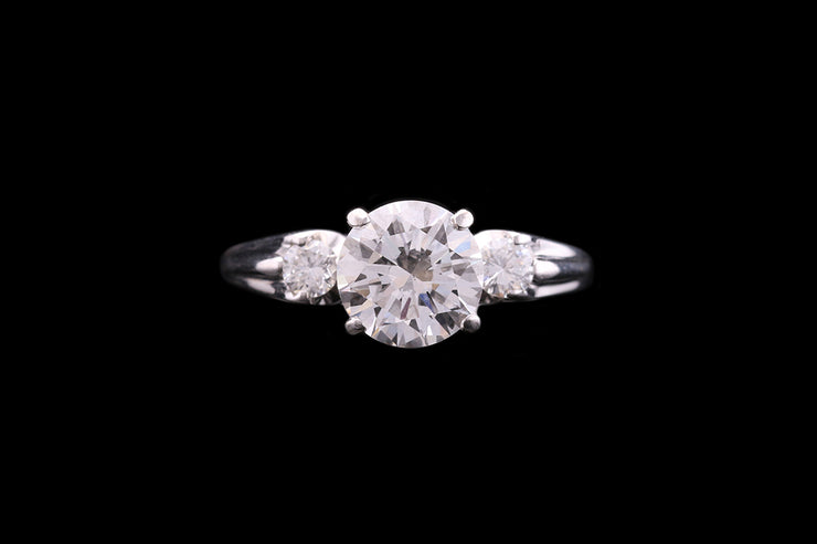 18ct White Gold Diamond Single Stone Ring with Diamond Shoulders